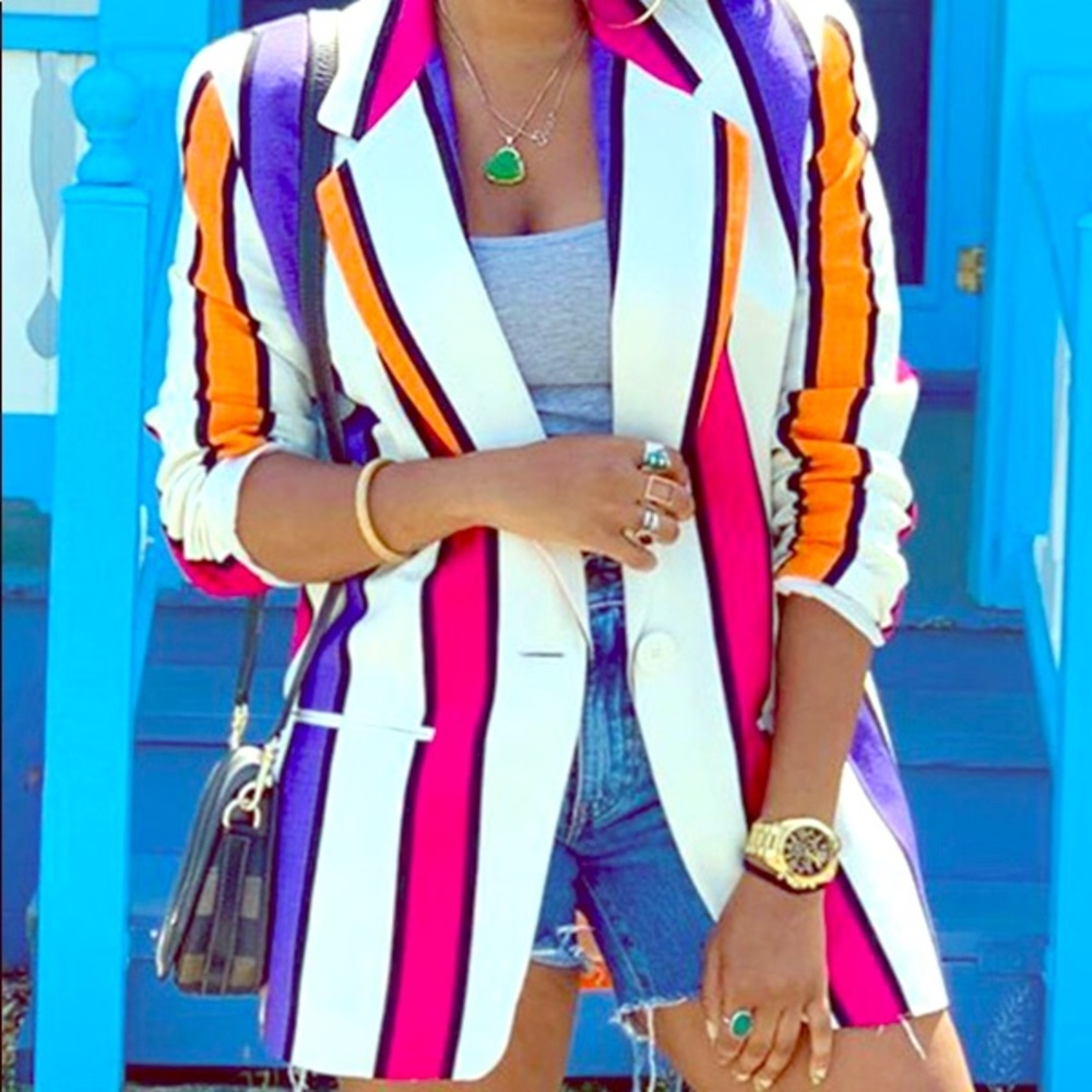 Causal Strip Multicolor Blazer